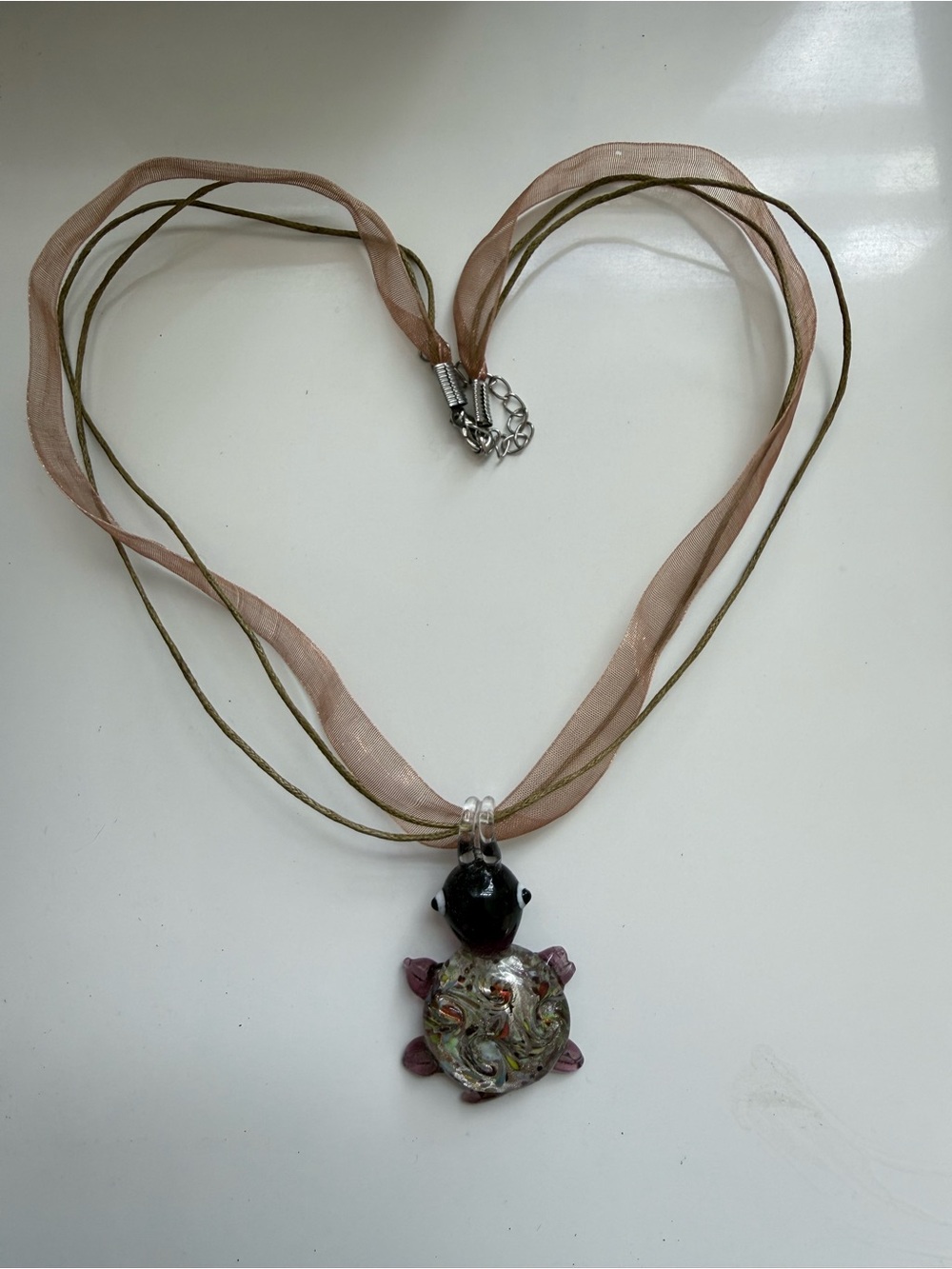 Glass Turtle Pendant Necklace